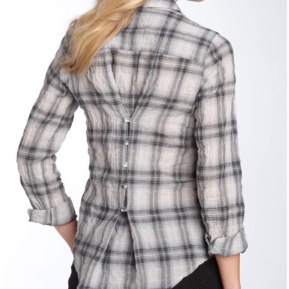 Sandra Ingrish cotton plaid button down - Picture 4 of 5
